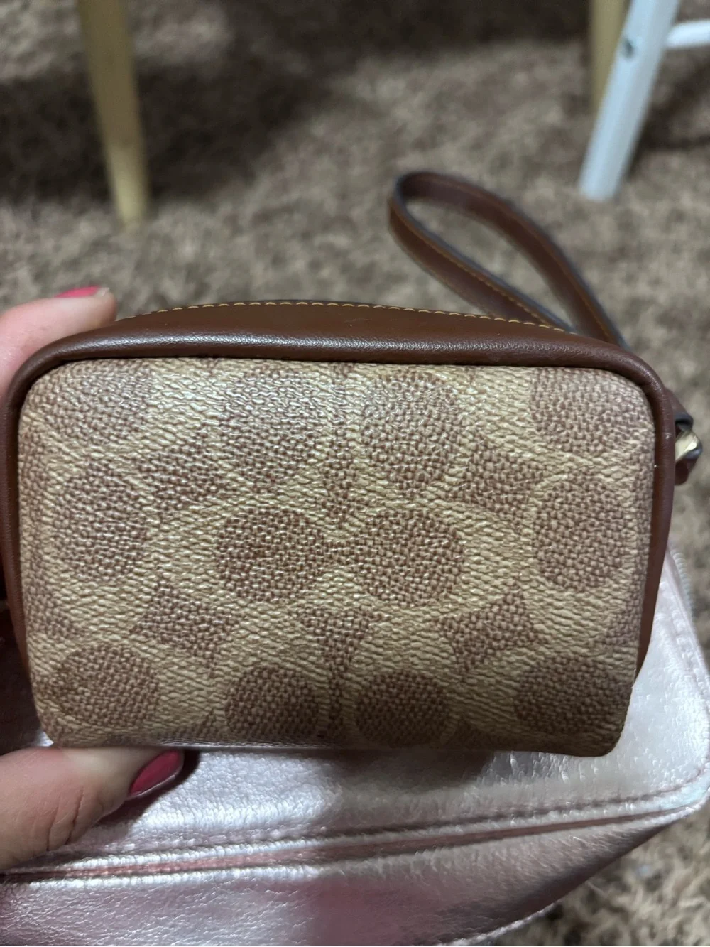 Coach Tan/Brown Signature Mini Crossbody Bag